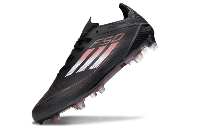 Men's Adidas F50 Elite FG Firm Ground Low-Tops Football Boots - Black/Silver/Red