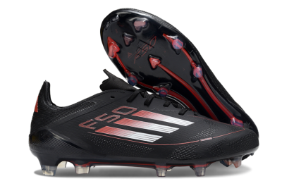 Men's Adidas F50 Elite FG Firm Ground Low-Tops Football Boots - Black/Silver/Red
