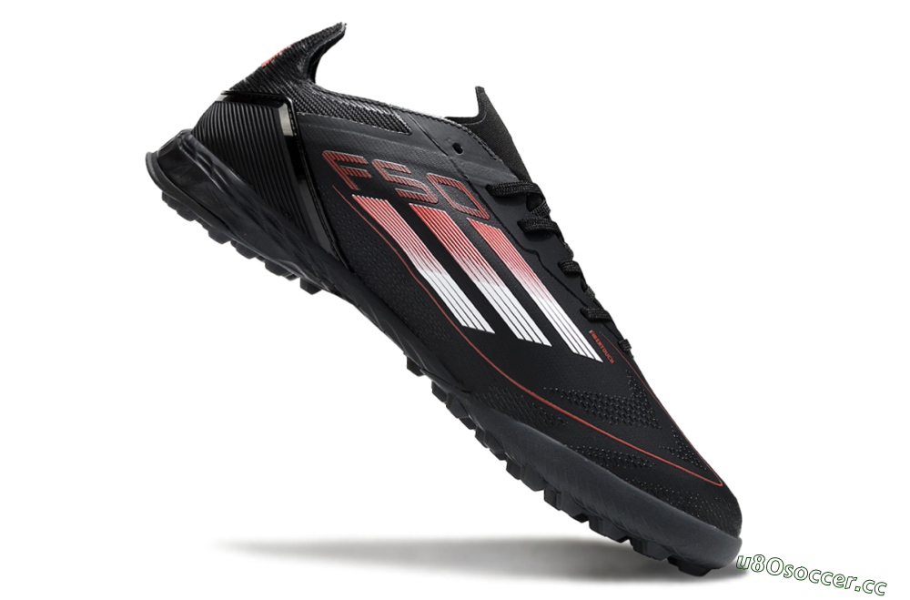Men's Adidas F50 Elite TF Artificial Turf Low-Tops Football Shoes - Black/Silver/Red 4