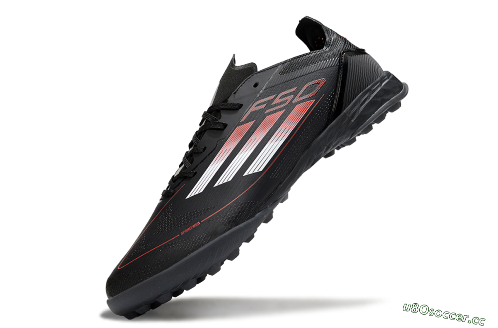 Men's Adidas F50 Elite TF Artificial Turf Low-Tops Football Shoes - Black/Silver/Red 5
