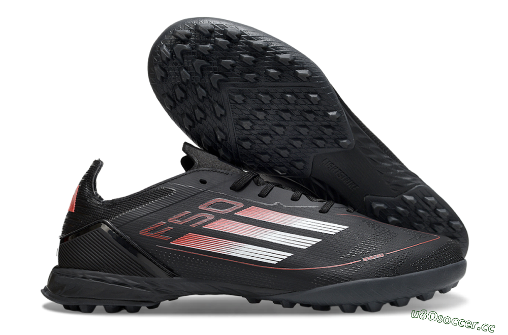 Men's Adidas F50 Elite TF Artificial Turf Low-Tops Football Shoes - Black/Silver/Red 2