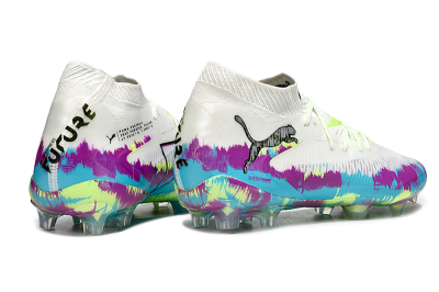 Unisex Puma Future 8 Ultimate FG Firm Ground Low-Tops Football Boots - White/Purple/Yellow/Blue