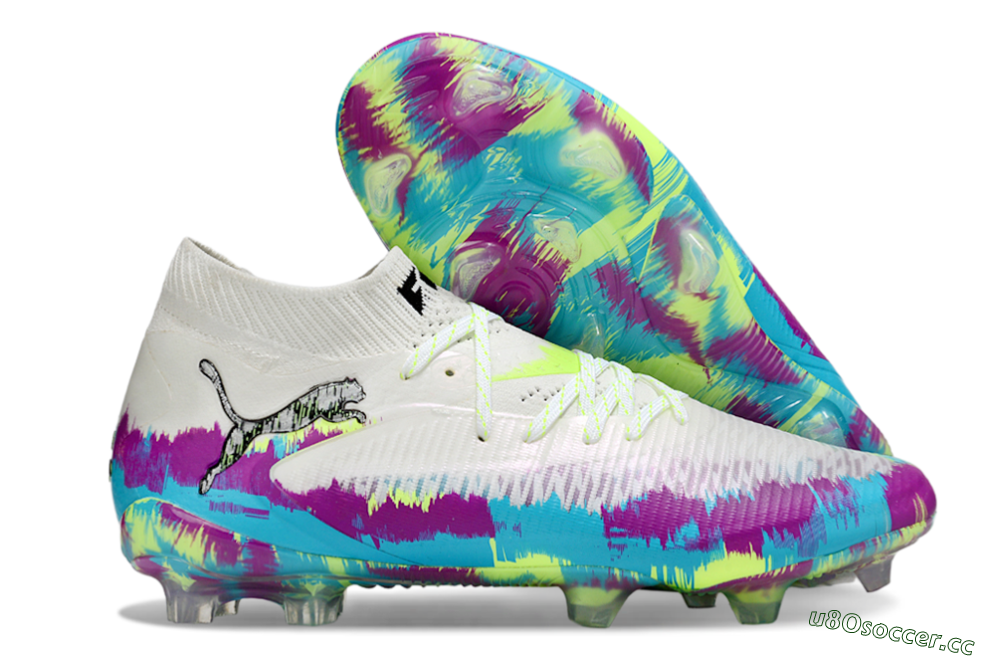 Unisex Puma Future 8 Ultimate FG Firm Ground Low-Tops Football Boots - White/Purple/Yellow/Blue 2