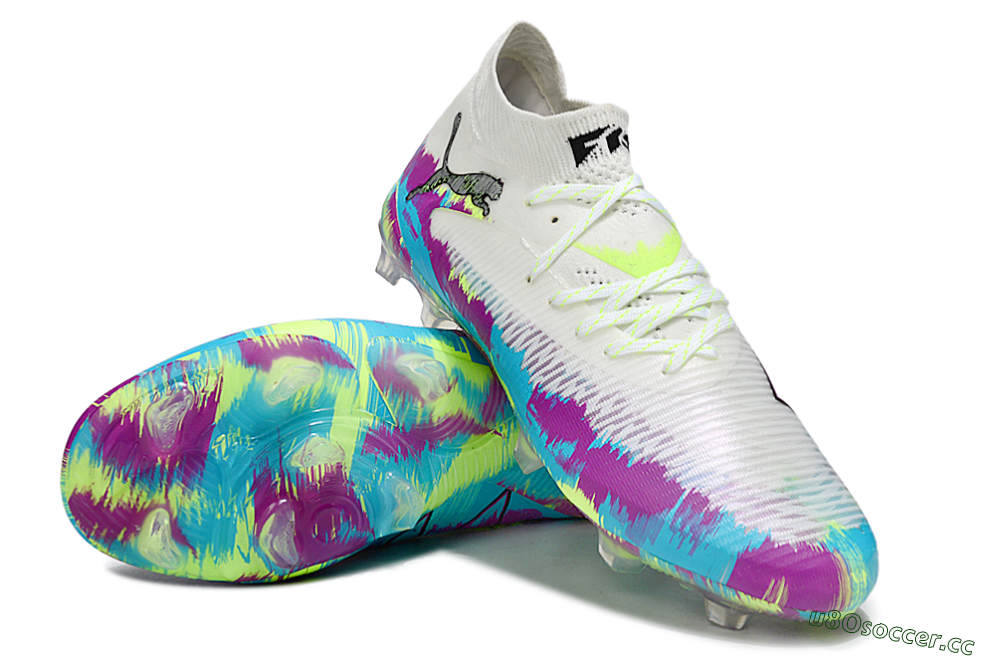 Unisex Puma Future 8 Ultimate FG Firm Ground Low-Tops Football Boots - White/Purple/Yellow/Blue 4