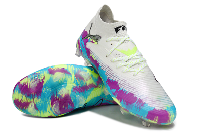 Unisex Puma Future 8 Ultimate FG Firm Ground Low-Tops Football Boots - White/Purple/Yellow/Blue