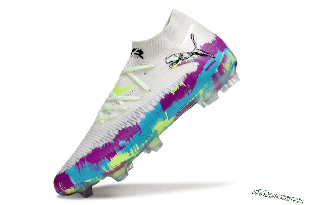 Unisex Puma Future 8 Ultimate FG Firm Ground Low-Tops Football Boots - White/Purple/Yellow/Blue 6