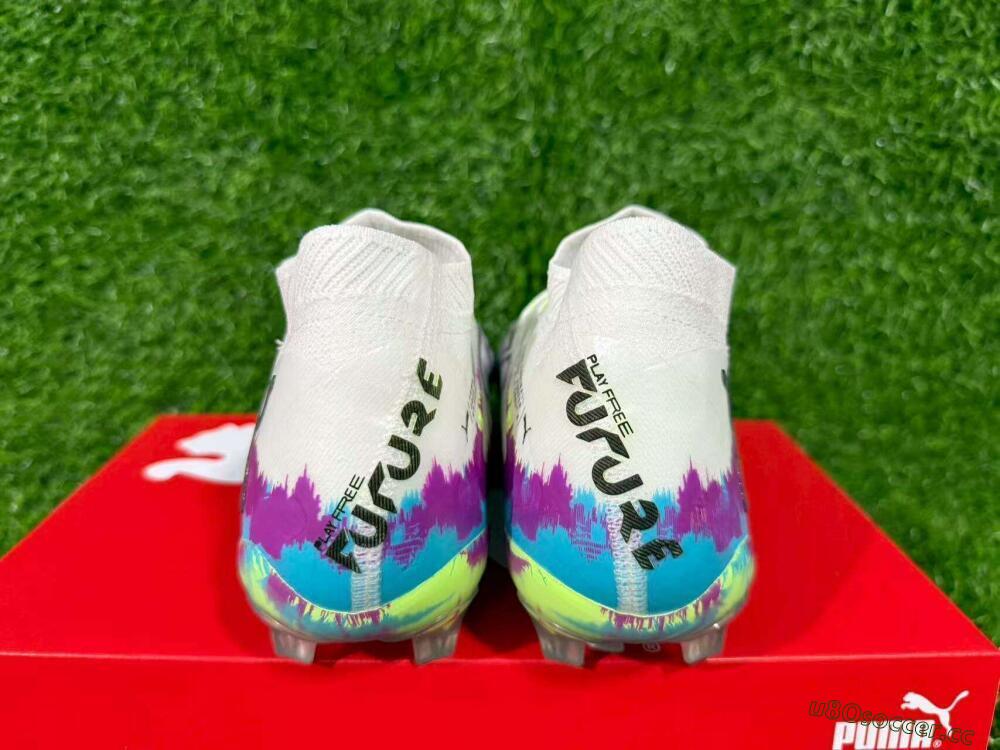 Unisex Puma Future 8 Ultimate FG Firm Ground Low-Tops Football Boots - White/Purple/Yellow/Blue