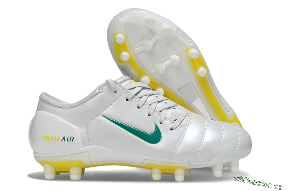 Men's Nike Air Zoom Total 90 III FG Firm Ground Low-Tops Football Boots - White/Green/Yellow 2