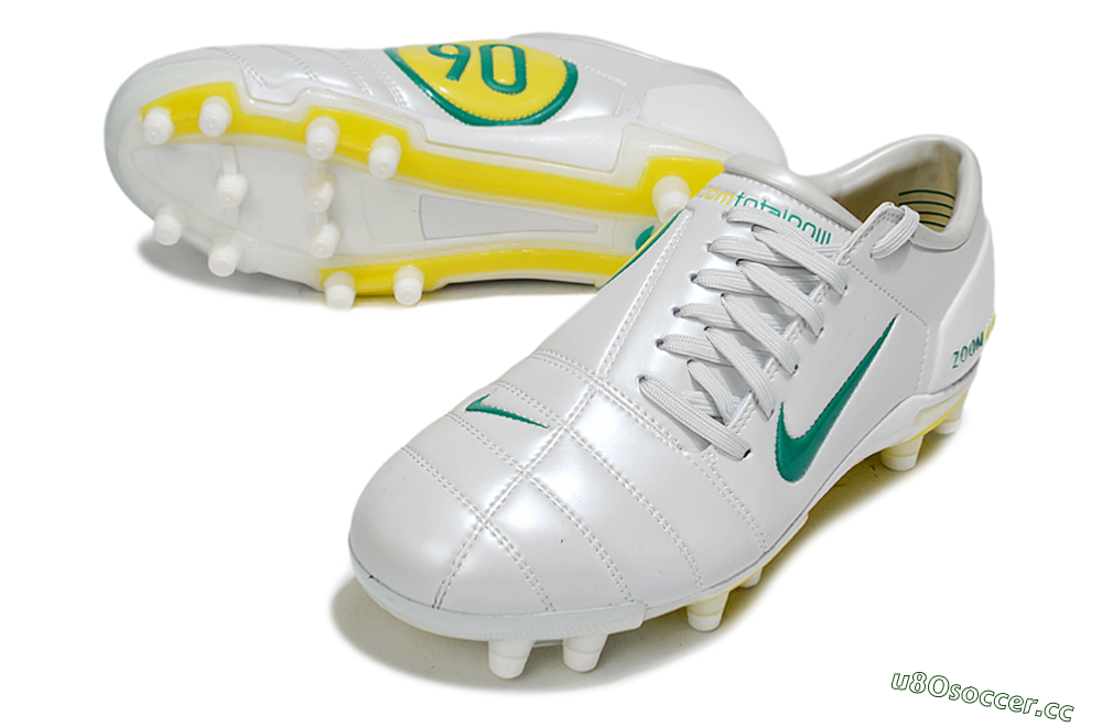 Men's Nike Air Zoom Total 90 III FG Firm Ground Low-Tops Football Boots - White/Green/Yellow 3