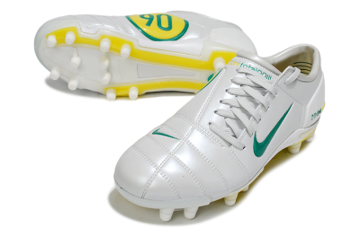 Men's Nike Air Zoom Total 90 III FG Firm Ground Low-Tops Football Boots - White/Green/Yellow