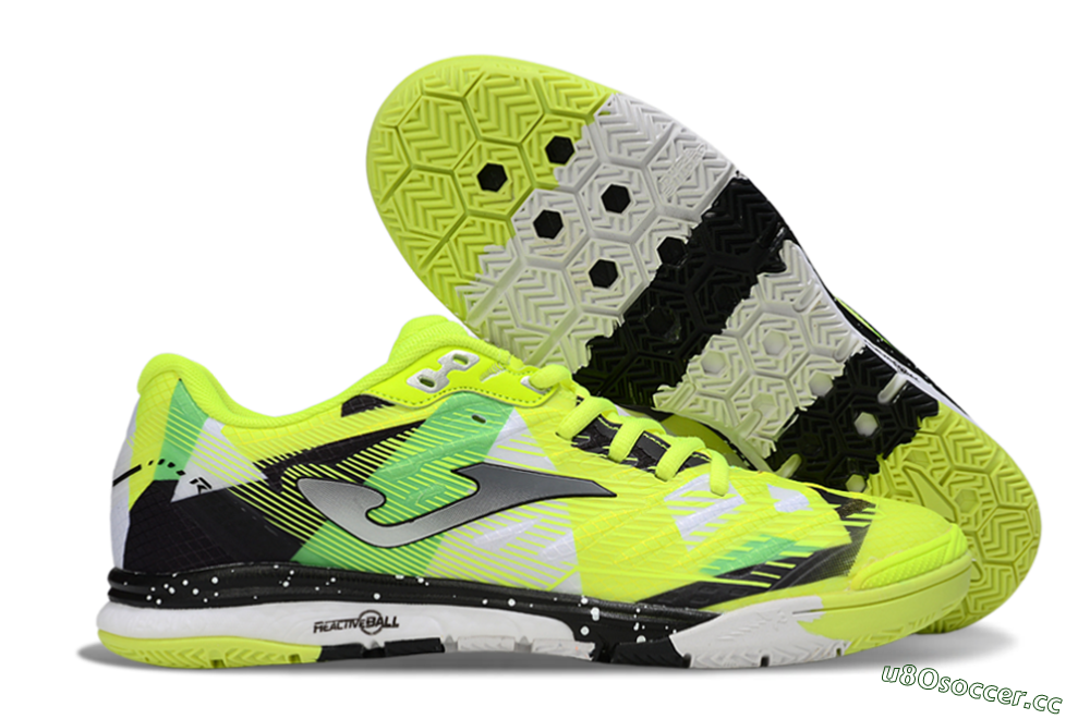 Men's Joma Top Flex IC Indoor & Futsal Low-Tops Football Shoes - Yellow/Silver/Black 2