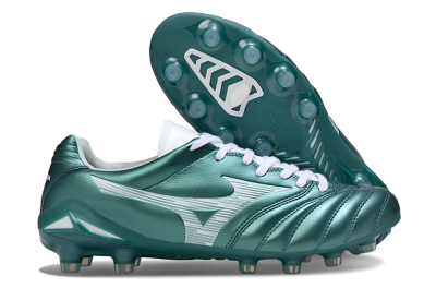 Men's Mizuno Morelia Neo 4 FG Firm Ground Low-Tops Football Boots - Green/White