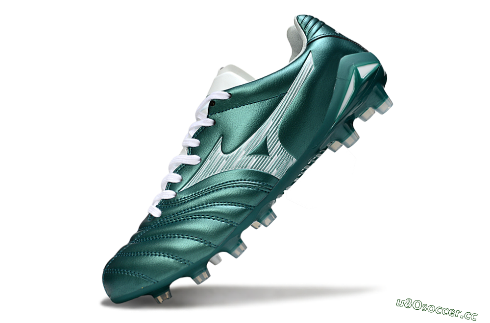 Men's Mizuno Morelia Neo 4 FG Firm Ground Low-Tops Football Boots - Green/White 5