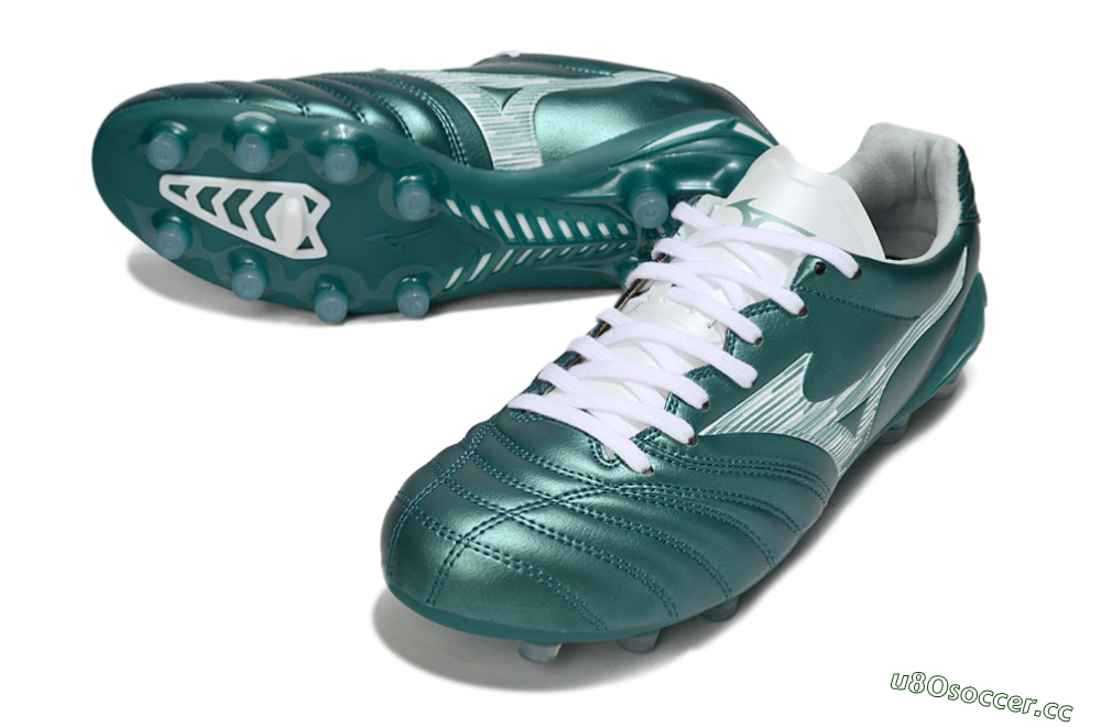 Men's Mizuno Morelia Neo 4 FG Firm Ground Low-Tops Football Boots - Green/White 3