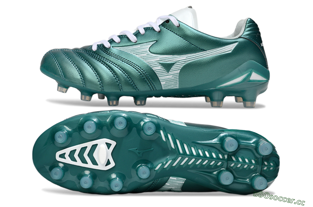 Men's Mizuno Morelia Neo 4 FG Firm Ground Low-Tops Football Boots - Green/White 1