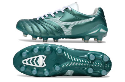 Men's Mizuno Morelia Neo 4 FG Firm Ground Low-Tops Football Boots - Green/White