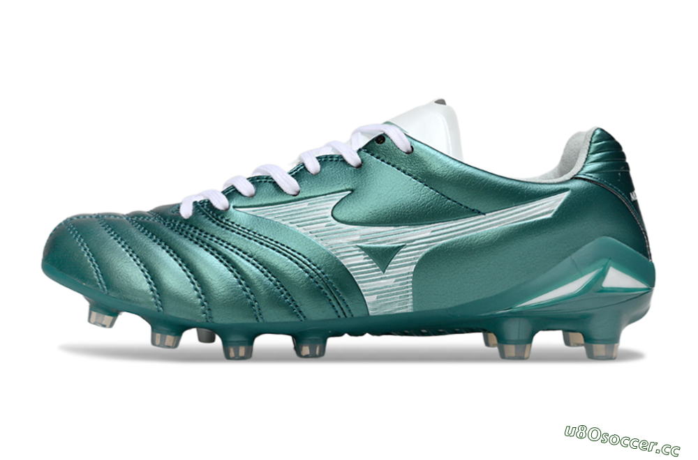 Men's Mizuno Morelia Neo 4 FG Firm Ground Low-Tops Football Boots - Green/White 0