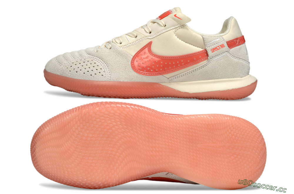 Men's Nike Street Gato IC Indoor & Futsal Low-Tops Football Shoes - Beige/Grey/Red 1