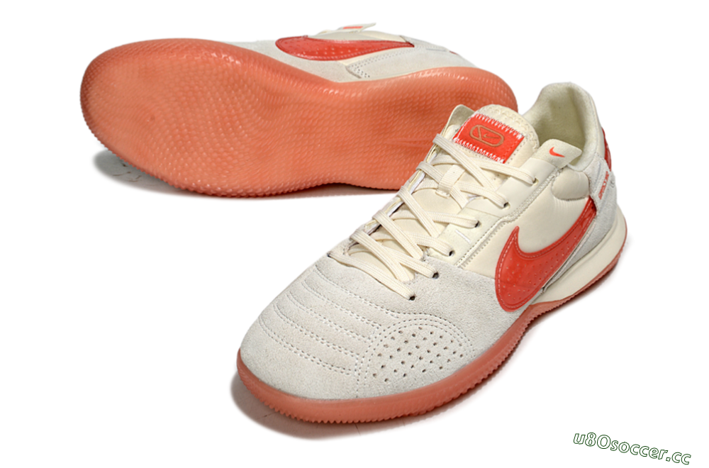 Men's Nike Street Gato IC Indoor & Futsal Low-Tops Football Shoes - Beige/Grey/Red 3