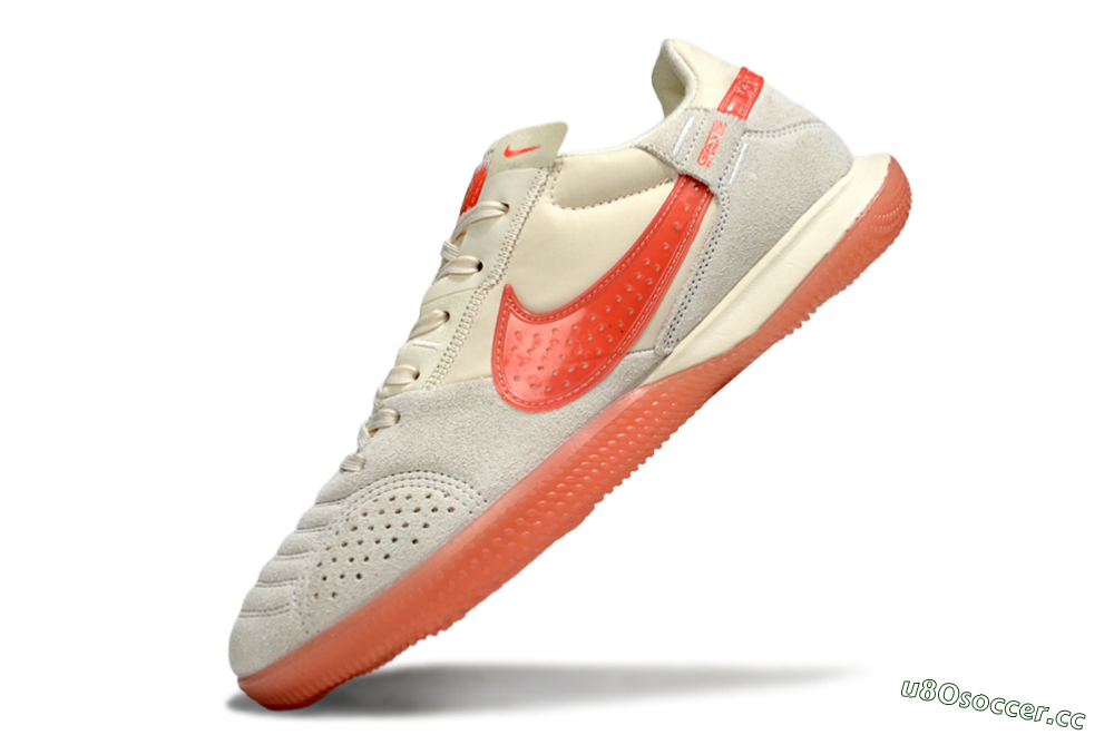 Men's Nike Street Gato IC Indoor & Futsal Low-Tops Football Shoes - Beige/Grey/Red 5