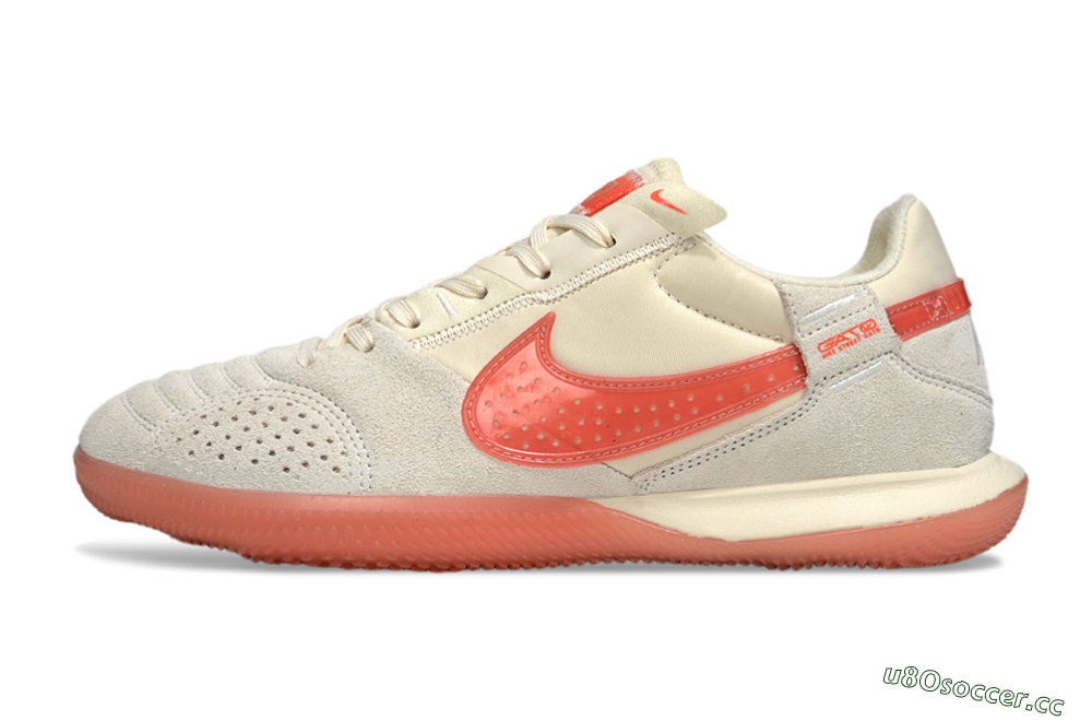 Men's Nike Street Gato IC Indoor & Futsal Low-Tops Football Shoes - Beige/Grey/Red 0