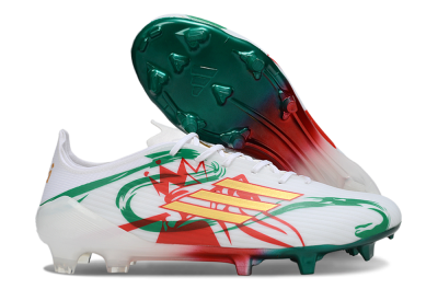 Unisex Adidas F50 Elite FG Firm Ground Low-Tops Football Boots - White/Green/Gold/Red