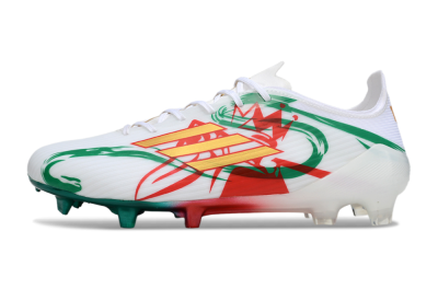 Unisex Adidas F50 Elite FG Firm Ground Low-Tops Football Boots - White/Green/Gold/Red