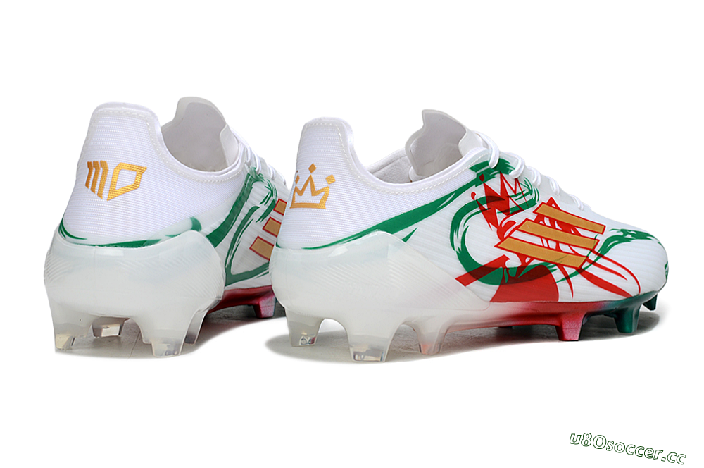 Unisex Adidas F50 Elite FG Firm Ground Low-Tops Football Boots - White/Green/Gold/Red 6