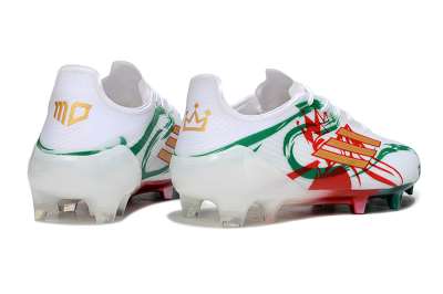 Unisex Adidas F50 Elite FG Firm Ground Low-Tops Football Boots - White/Green/Gold/Red