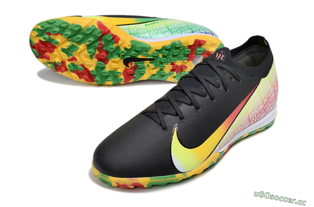 Unisex Nike Air Zoom Mercurial Vapor 16 Elite TF Artificial Turf Low-Tops Football Shoes - Black/Yellow/Red 3