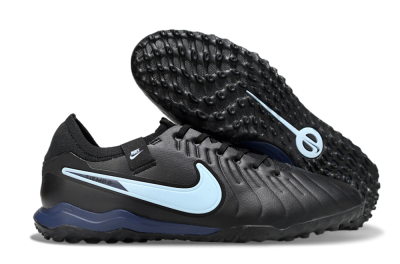Men's Nike Tiempo Legend 10 Pro TF Artificial Turf Low-Tops Football Shoes - Black/Jade/Blue