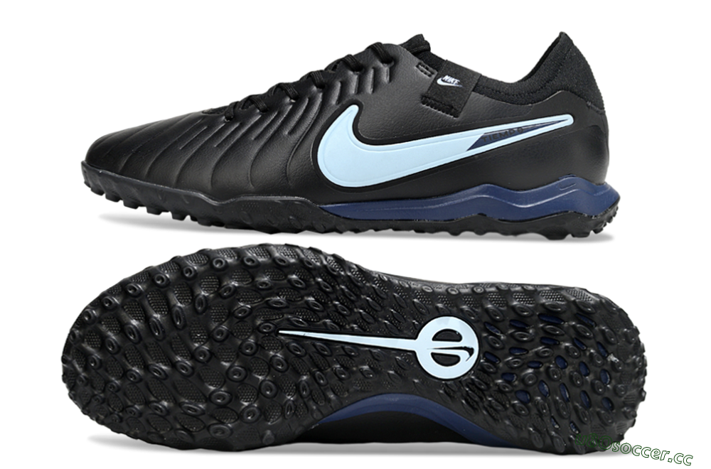 Men's Nike Tiempo Legend 10 Pro TF Artificial Turf Low-Tops Football Shoes - Black/Jade/Blue 1