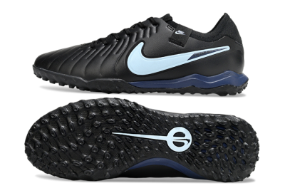 Men's Nike Tiempo Legend 10 Pro TF Artificial Turf Low-Tops Football Shoes - Black/Jade/Blue