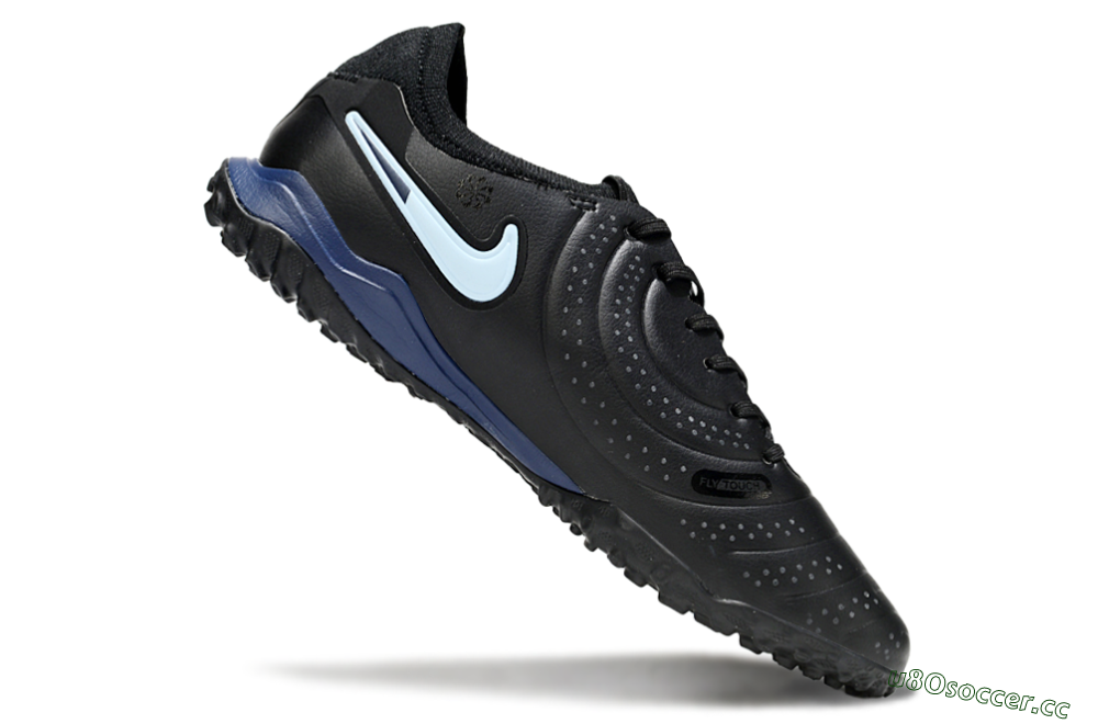 Men's Nike Tiempo Legend 10 Pro TF Artificial Turf Low-Tops Football Shoes - Black/Jade/Blue 4