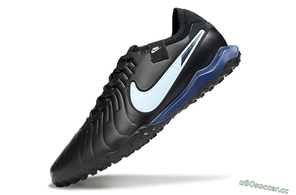 Men's Nike Tiempo Legend 10 Pro TF Artificial Turf Low-Tops Football Shoes - Black/Jade/Blue 5
