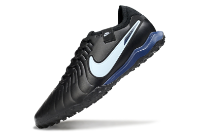 Men's Nike Tiempo Legend 10 Pro TF Artificial Turf Low-Tops Football Shoes - Black/Jade/Blue