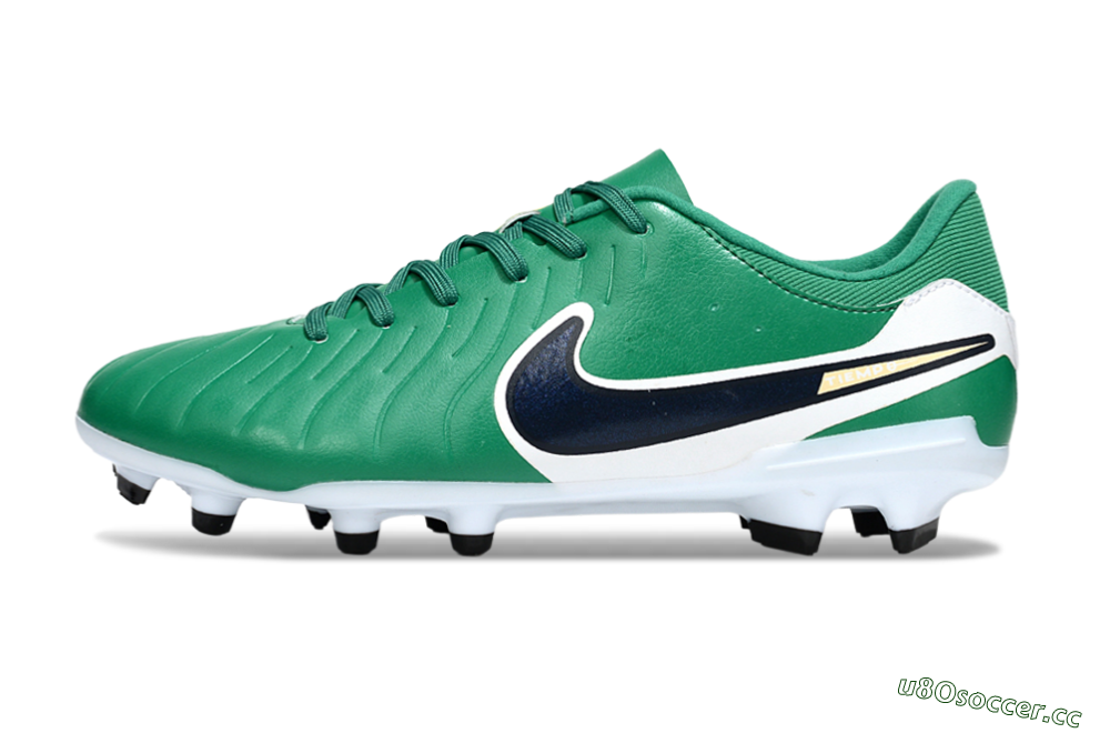 Men's Nike Tiempo Legend 10 Academy FG Firm Ground Low-Tops Football Boots - Green/Blue/Yellow 0