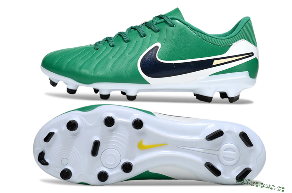 Men's Nike Tiempo Legend 10 Academy FG Firm Ground Low-Tops Football Boots - Green/Blue/Yellow 1