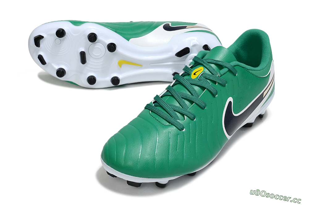 Men's Nike Tiempo Legend 10 Academy FG Firm Ground Low-Tops Football Boots - Green/Blue/Yellow 3