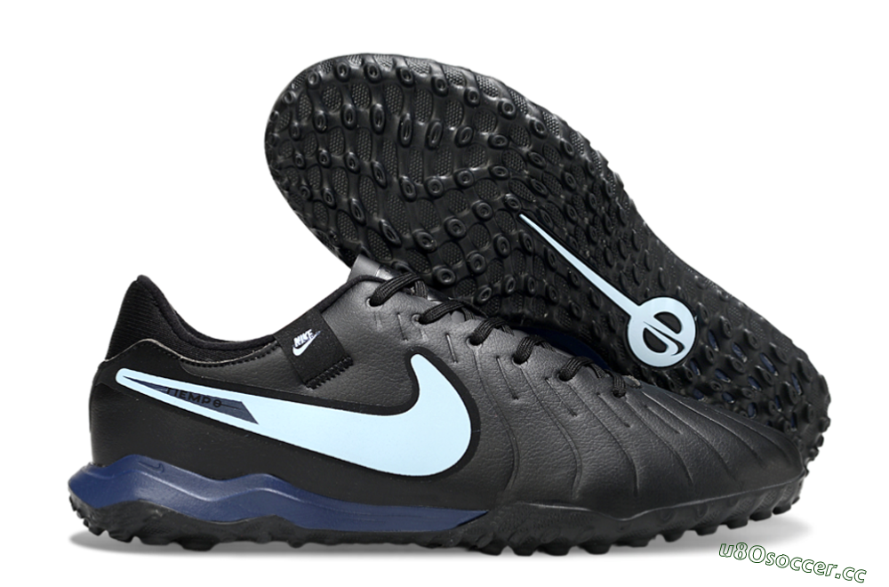 Men's Nike Tiempo Legend 10 Academy TF Artificial Turf Low-Tops Football Shoes - Black/Jade 2