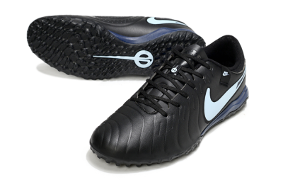 Men's Nike Tiempo Legend 10 Academy TF Artificial Turf Low-Tops Football Shoes - Black/Jade