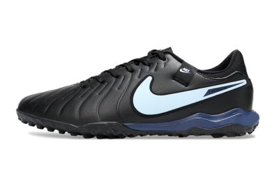Men's Nike Tiempo Legend 10 Academy TF Artificial Turf Low-Tops Football Shoes - Black/Jade