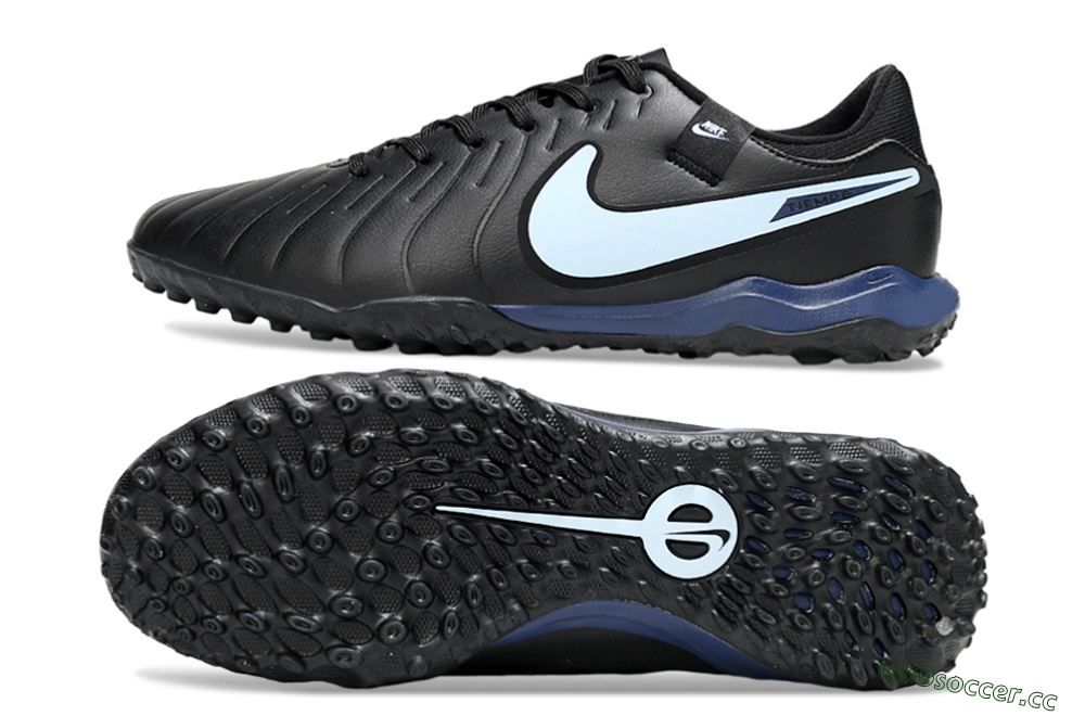 Men's Nike Tiempo Legend 10 Academy TF Artificial Turf Low-Tops Football Shoes - Black/Jade 1