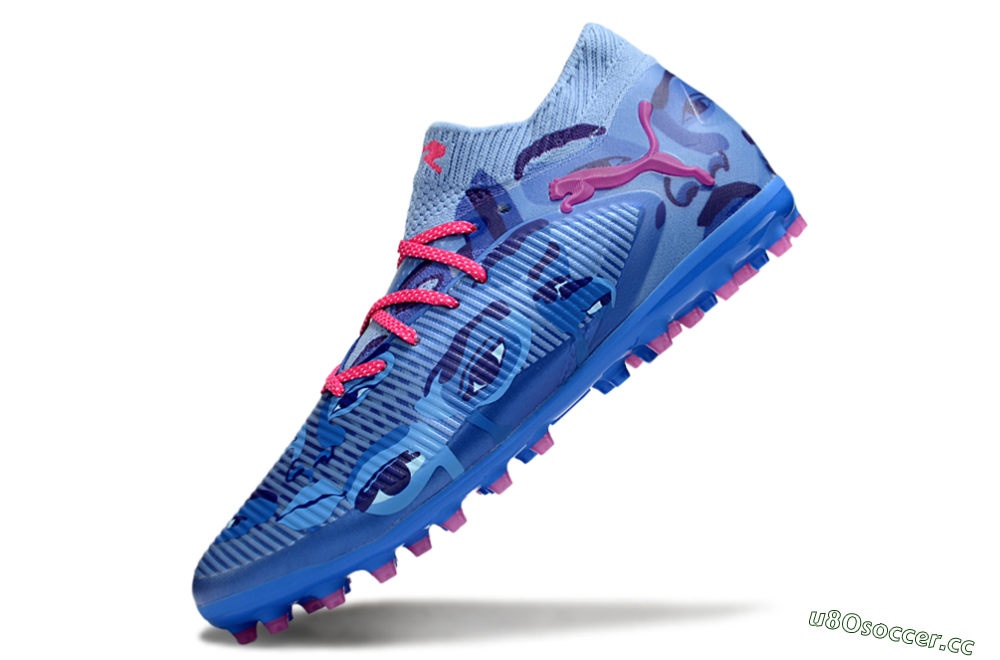 Men's Puma Future 8 Ultimate MG Multi Ground Low-Tops Football Boots - Blue/Pink/Black 5