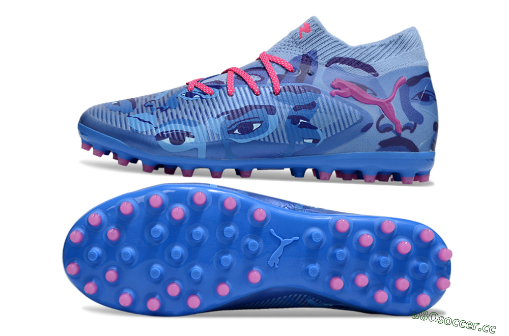 Men's Puma Future 8 Ultimate MG Multi Ground Low-Tops Football Boots - Blue/Pink/Black 1