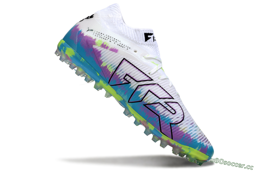 Men's Puma Future 8 Ultimate MG Multi Ground Low-Tops Football Boots - White/Blue/Yellow 4
