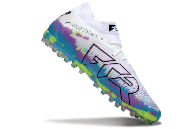 Men's Puma Future 8 Ultimate MG Multi Ground Low-Tops Football Boots - White/Blue/Yellow
