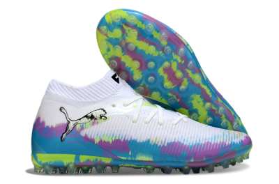 Men's Puma Future 8 Ultimate MG Multi Ground Low-Tops Football Boots - White/Blue/Yellow