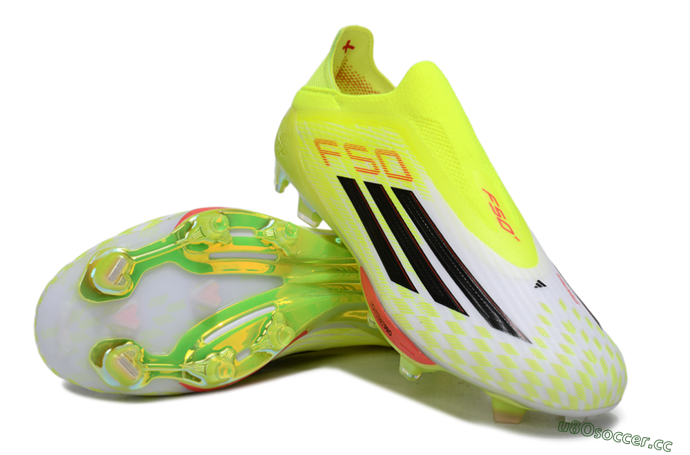 Men's Adidas F50+ Elite Lightstrike Pro Laceless FG Firm Ground Low-Tops Football Boots - Yellow/Black/Red 3