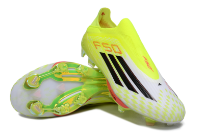 Men's Adidas F50+ Elite Lightstrike Pro Laceless FG Firm Ground Low-Tops Football Boots - Yellow/Black/Red